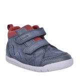 Boys Rex Park Navy Leather Velcro Boot In Kids H Fit