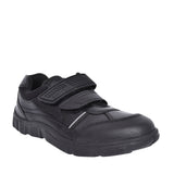 Boys Luke Black Leather Velcro Shoe In Kids F Fit