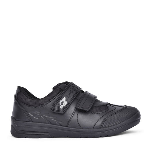 Boys Rocket Black Leather Shoe In Kids E Fit