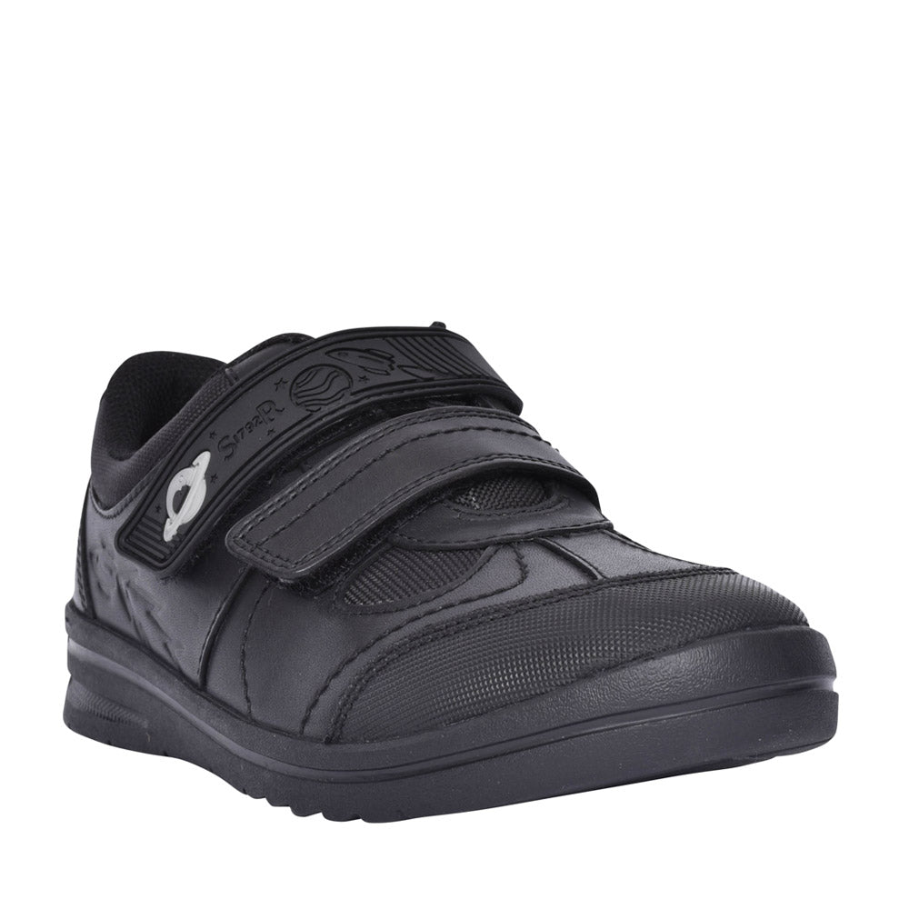 Boys Rocket Black Leather Shoe In Kids G Fit