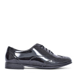 Girls Matilda Laced M Fit Brogue Shoe In Blk Patent