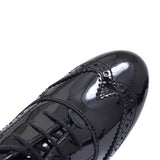 Girls Matilda Laced M Fit Brogue Shoe In Blk Patent