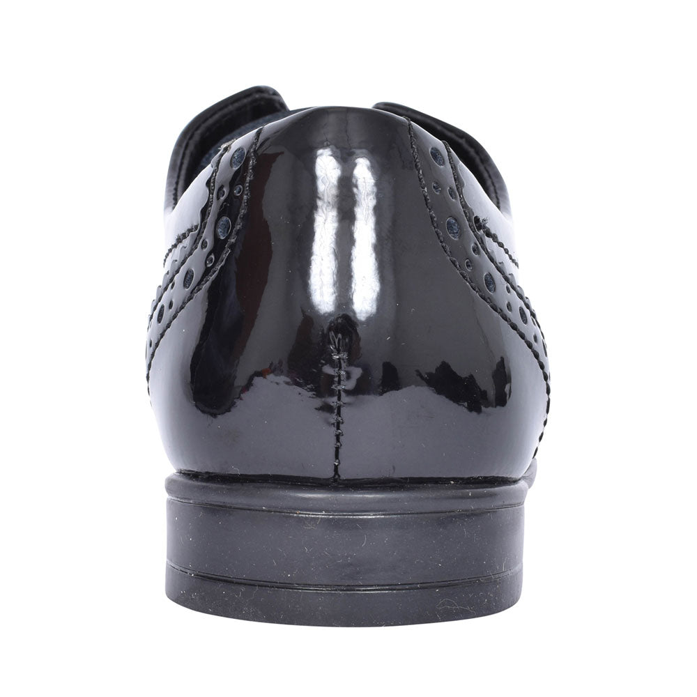 Girls Matilda Laced W Fit Brogue Shoe In Blk Patent