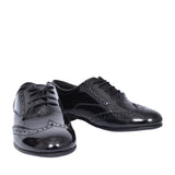 Girls Matilda Laced W Fit Brogue Shoe In Blk Patent