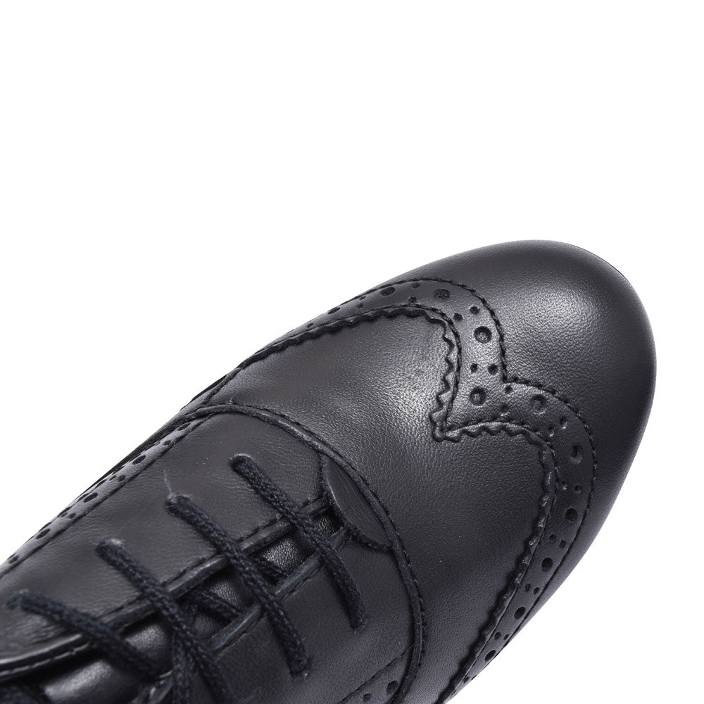 Girls Matilda Laced W Fit Brogue Shoe In Blk Leather