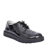 Girls Michelle Black Patent Laced Brogue Shoe In Blk Patent
