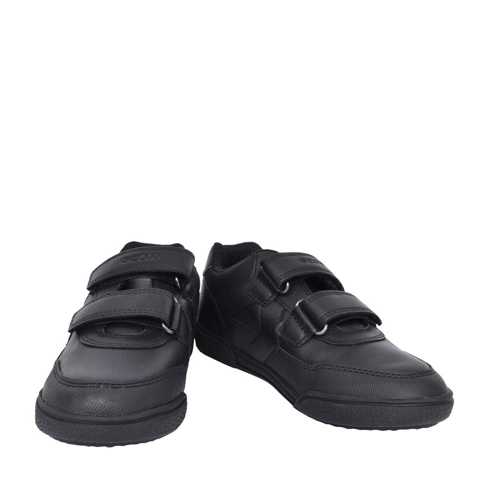 Boys J02bca Poseido Double Velcro Shoe In Blk Leather