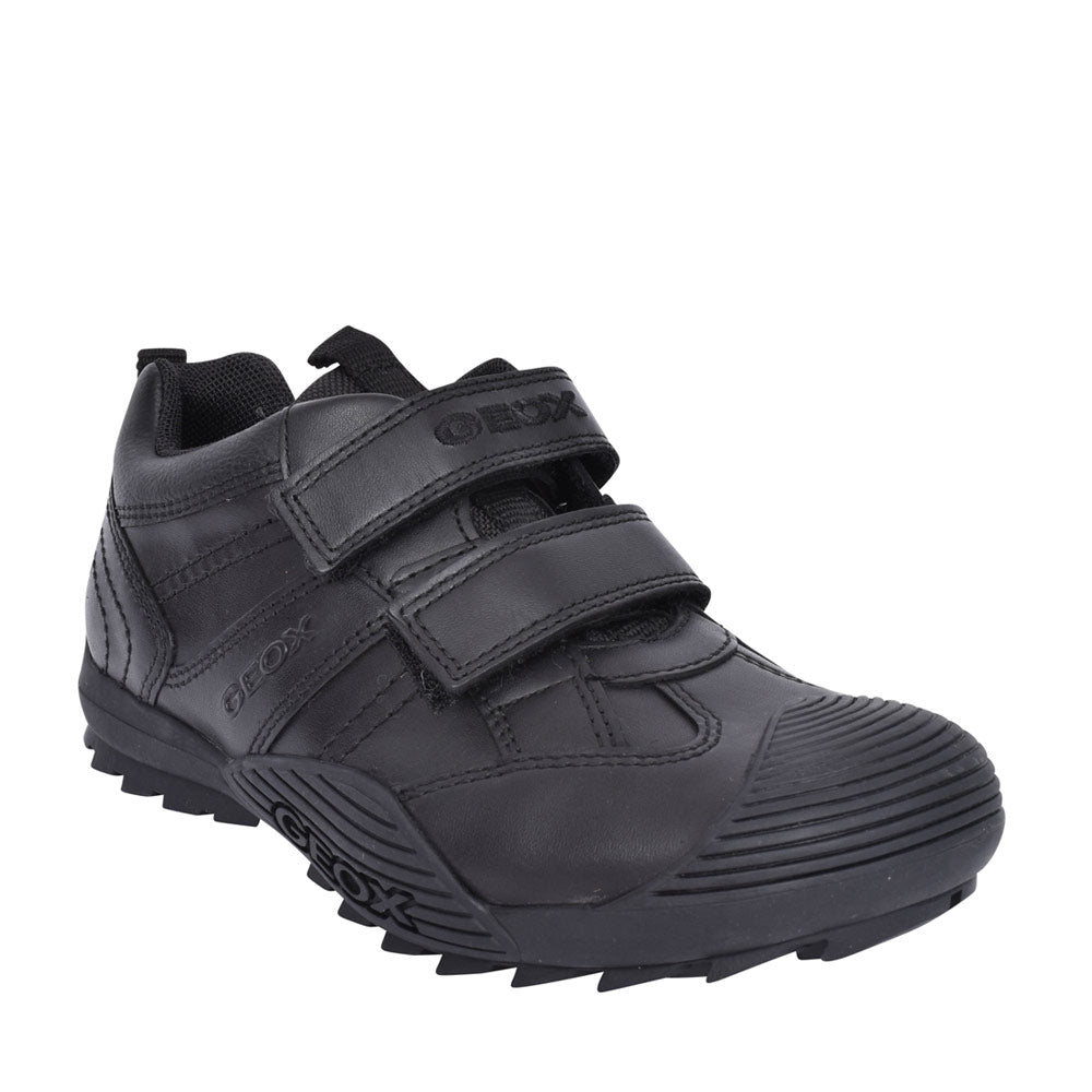 Boys J0424a Savage Double Velcro Shoe In Blk Leather