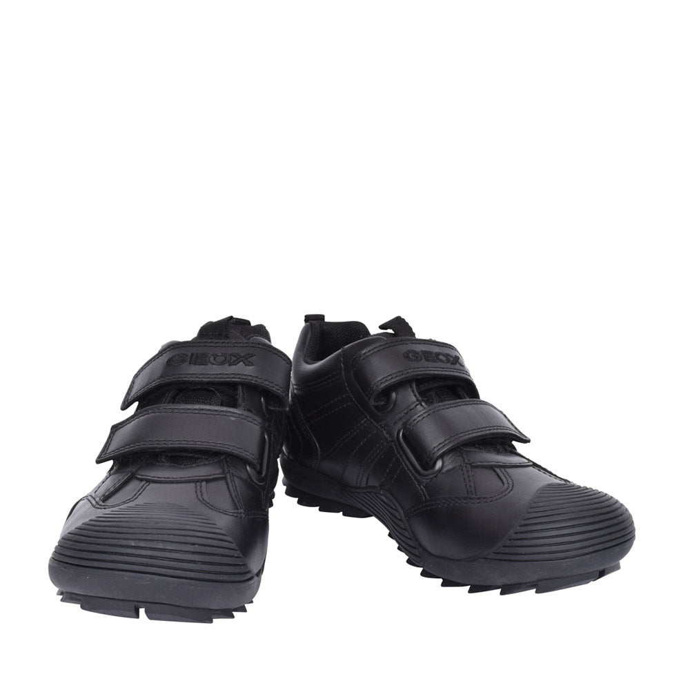 Boys J0424a Savage Double Velcro Shoe In Blk Leather
