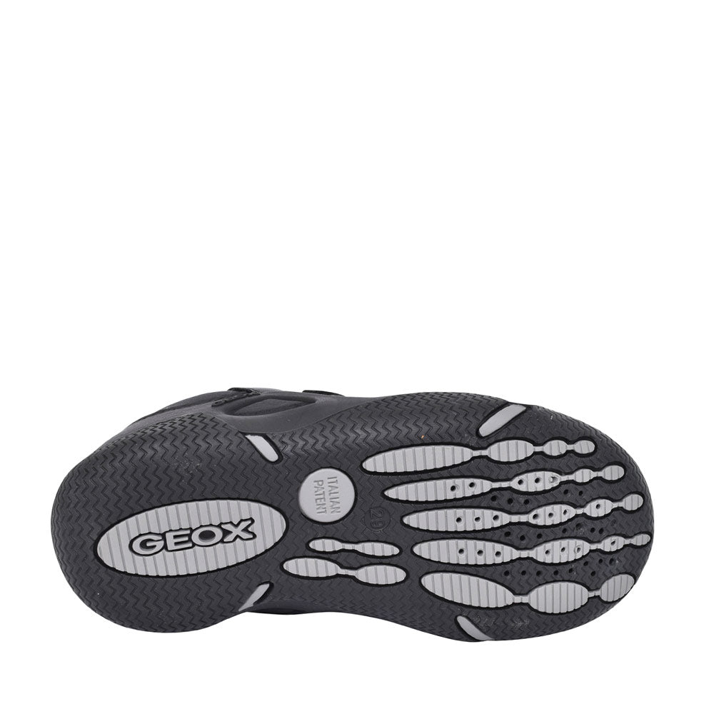 Boys J8430a Wader Double Velcro Shoe In Blk Leather