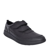 Boys Scape Flare Black Leather Velcro Shoe In Kids E Fit