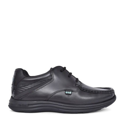 Boys Reasan Lace Black Leather Laced Shoe In Blk Leather