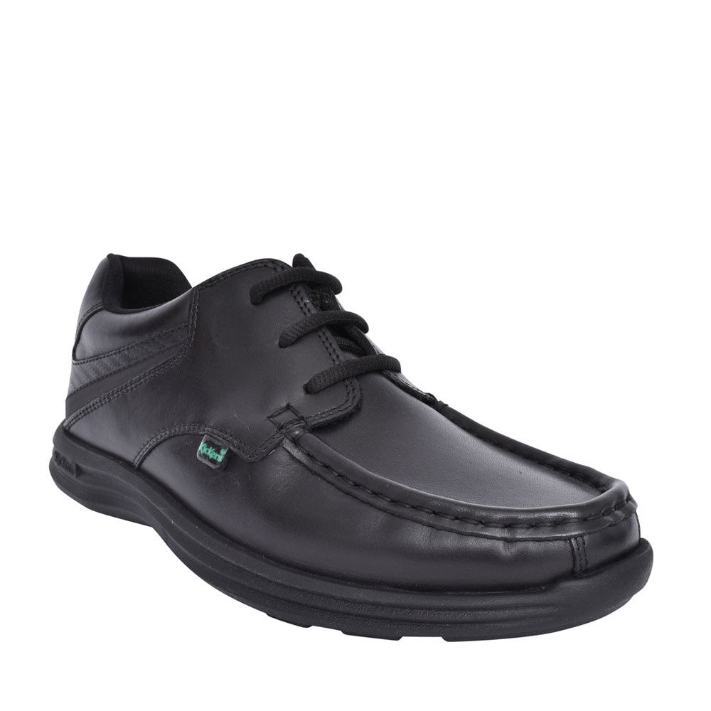 Boys Reasan Lace Black Leather Laced Shoe In Blk Leather
