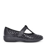 Ladies Aurora 2v Extra Wide Velcro T-bar Shoe In Black