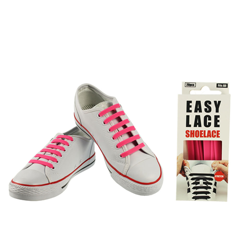 Eas110 Boxed Flat Silicone Laces In Pink