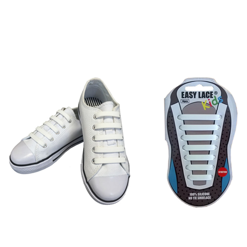 Eas310 Kids Carded Flat Silicone Laces In White