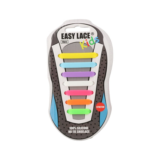 Eas310 Kids Carded Flat Silicone Laces In Rainbow