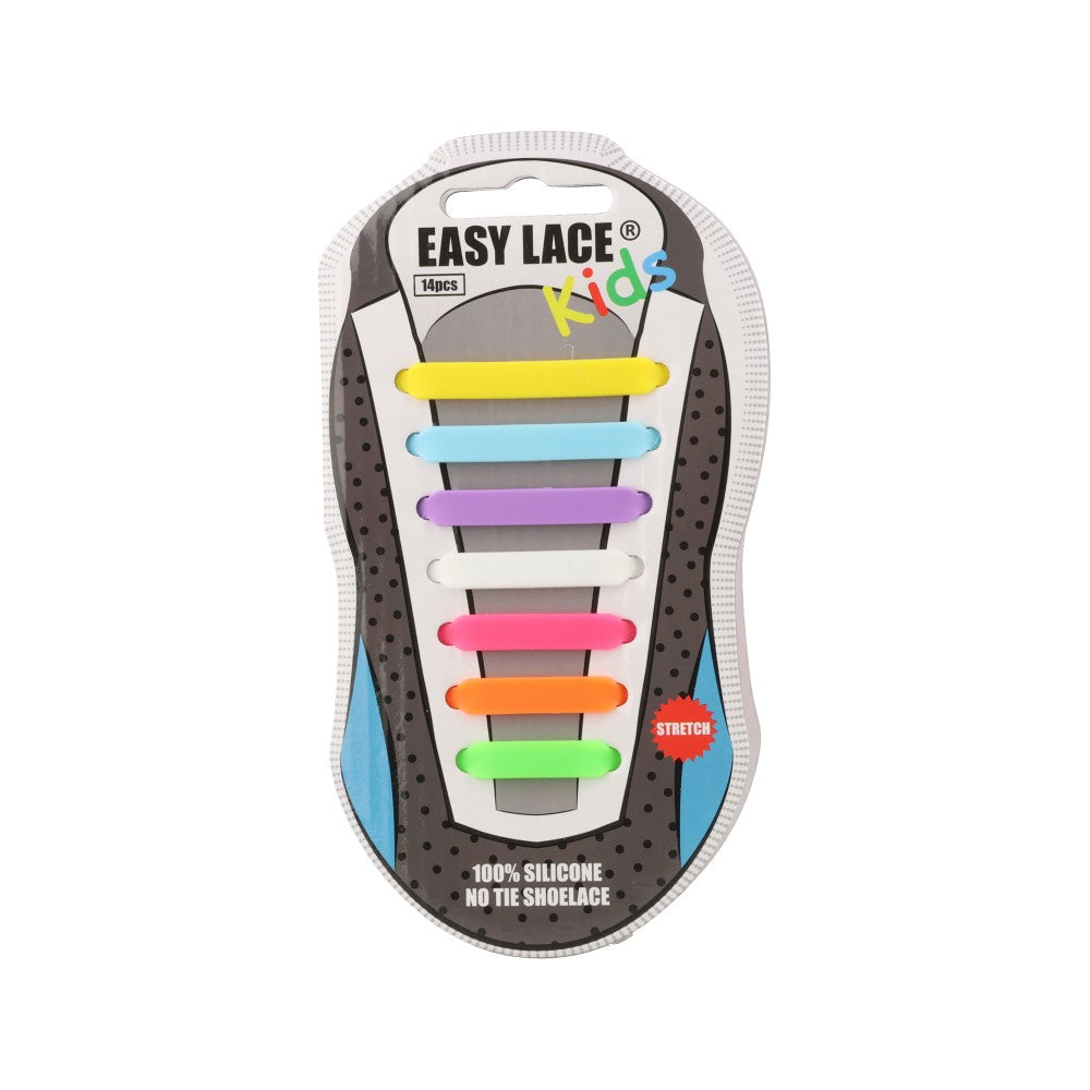 Eas310 Kids Carded Flat Silicone Laces In Rainbow