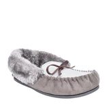 Ladies Sammy Fur Lined Moccasin Slipper In Grey