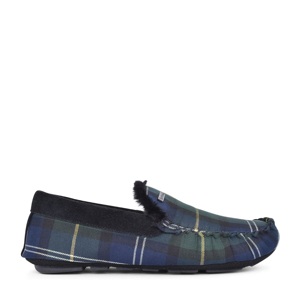Mens Monty Moccasin Slipper In Seaweed Tartan