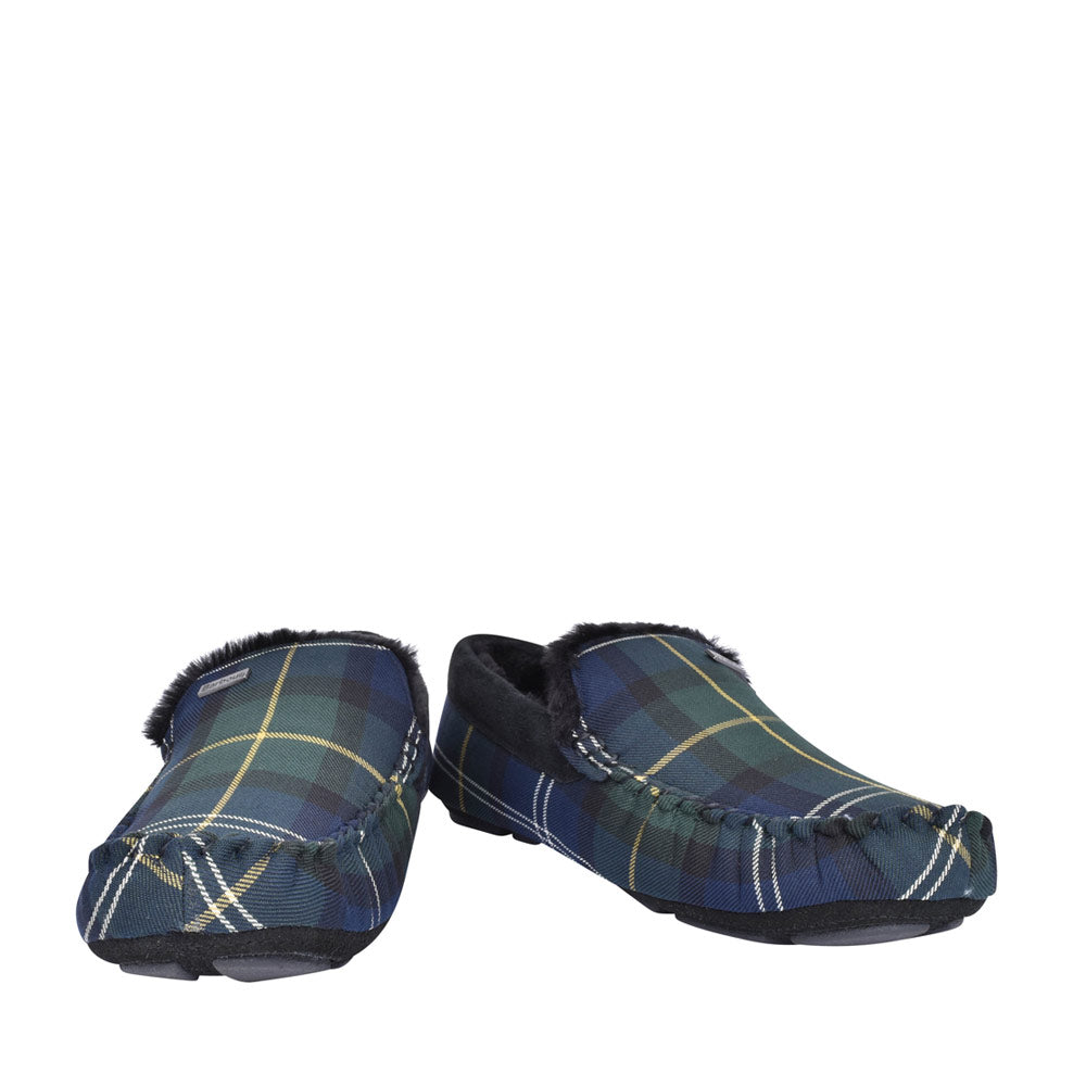 Mens Monty Moccasin Slipper In Seaweed Tartan