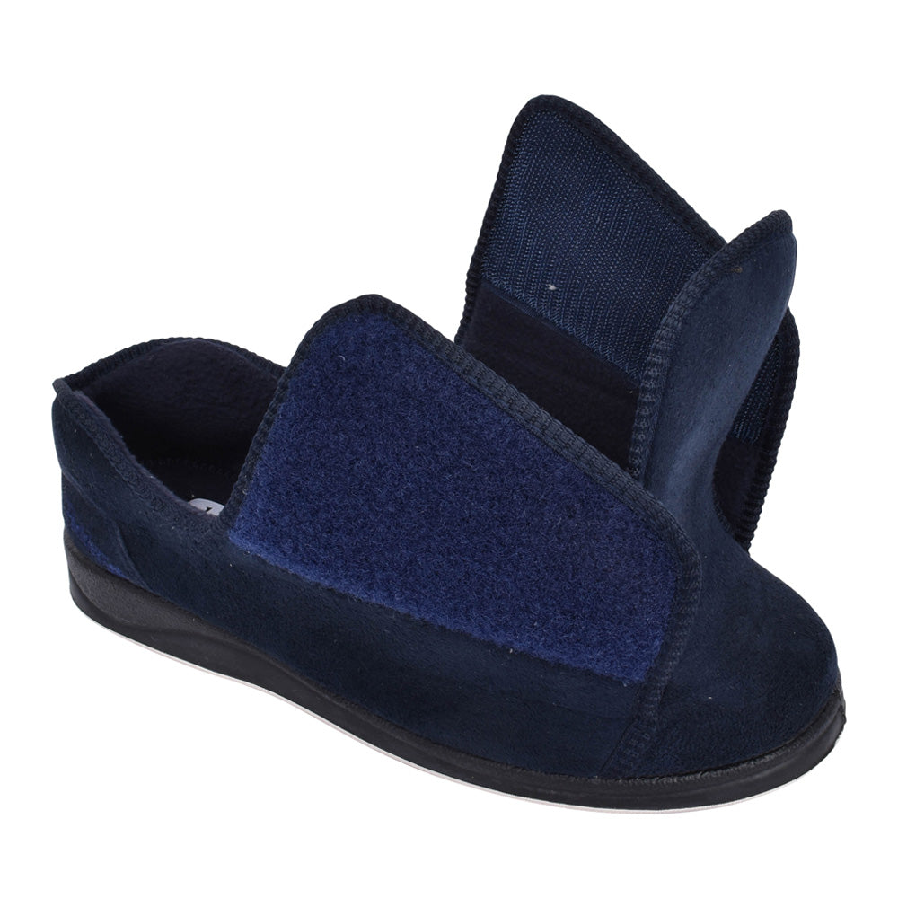 Mens Peter 499 Wide Fit Velcro Slipper In Navy