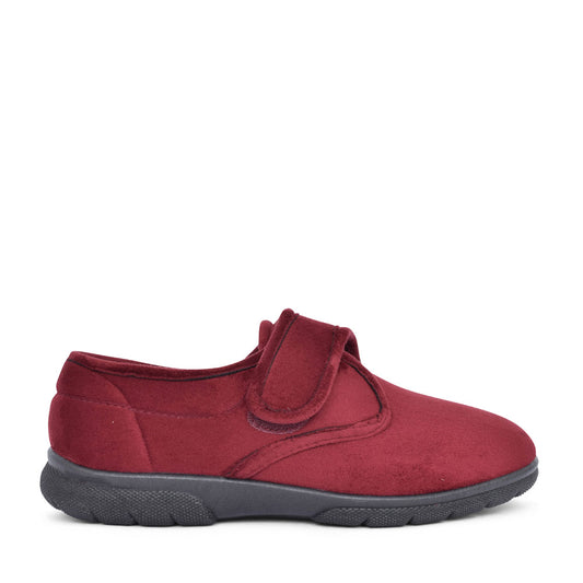 Mens Daniel 2v Extra Wide Velcro Slipper In Burgandy