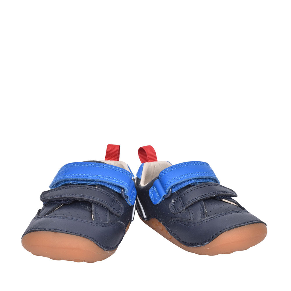 Boys Tiny Sky Navy Leather Velcro Shoe In Kids H Fit