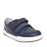 Boys Fawn Solo Navy Leather Velcro Shoe In Kids F Fit