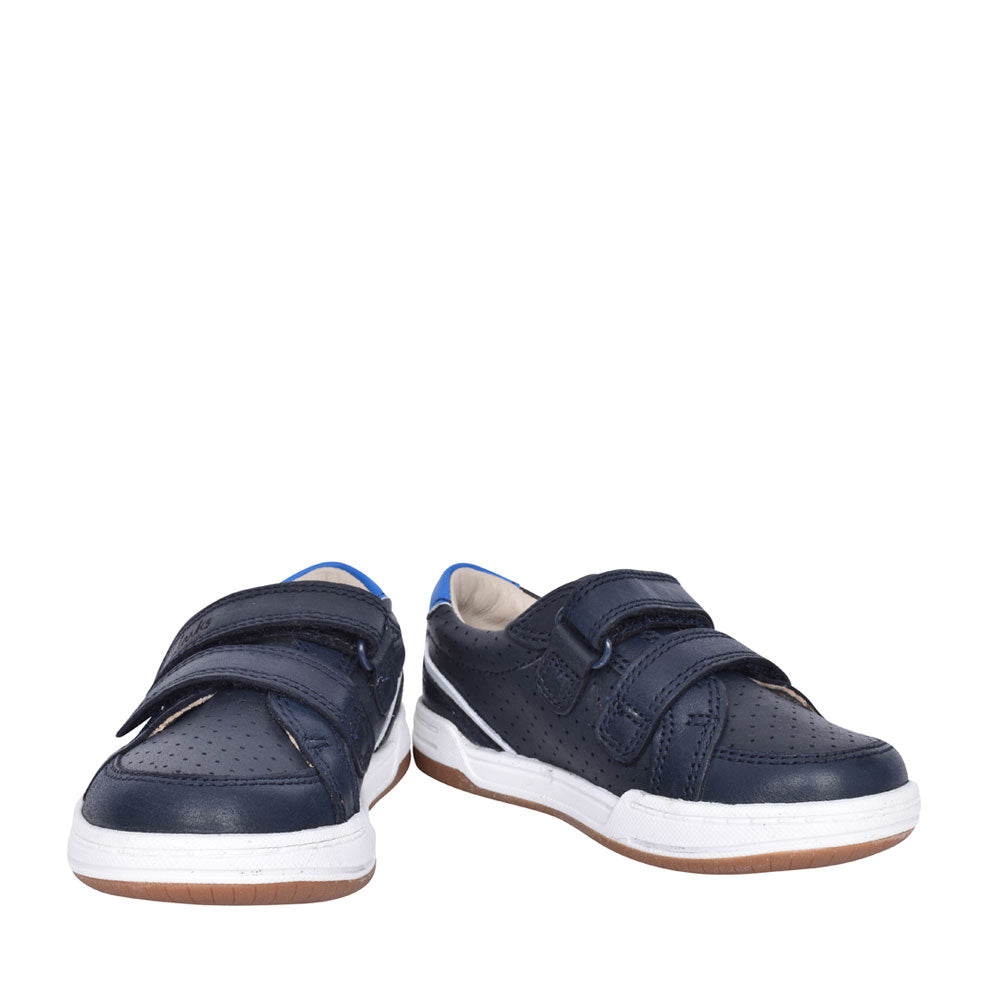 Boys Fawn Solo Navy Leather Velcro Shoe In Kids F Fit