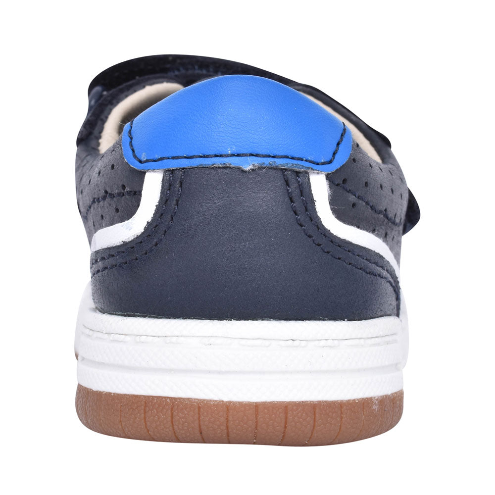 Boys Fawn Solo Navy Leather Velcro Shoe In Kids G Fit