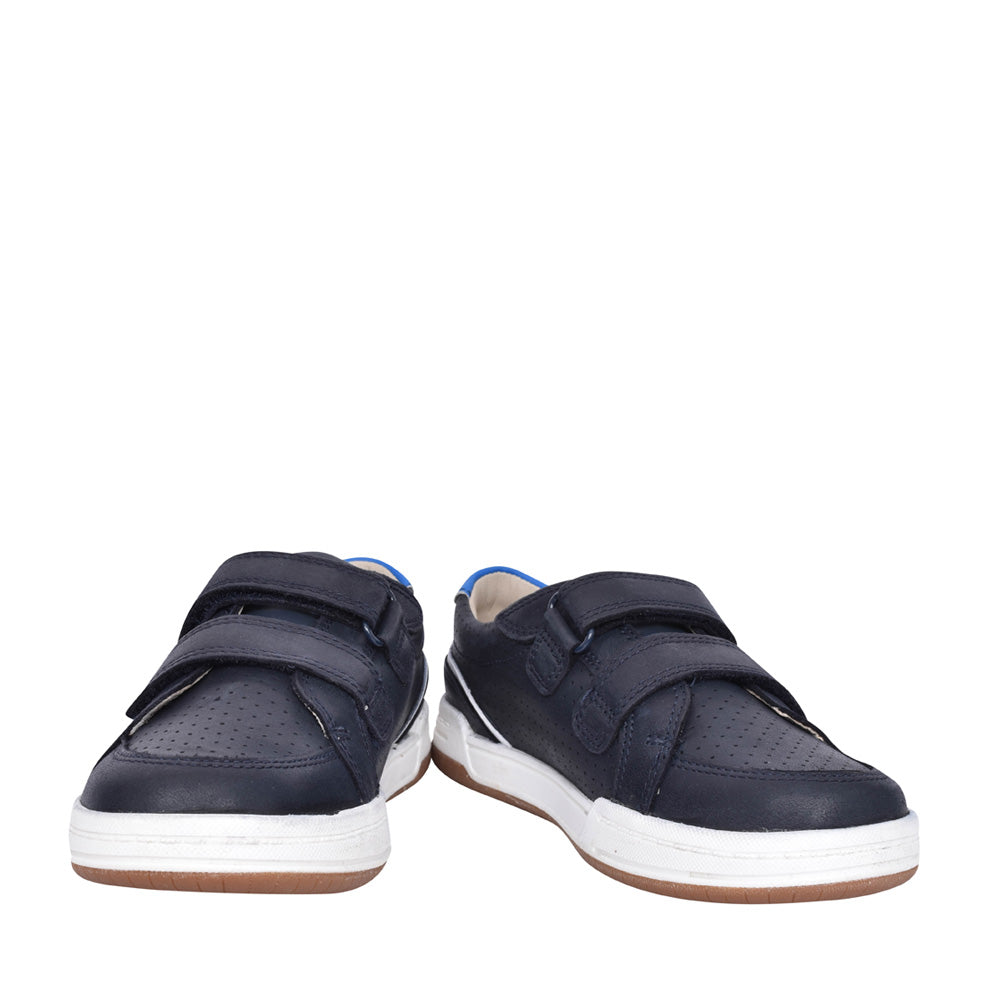 Boys Fawn Solo Navy Leather Velcro Shoe In Kids F Fit