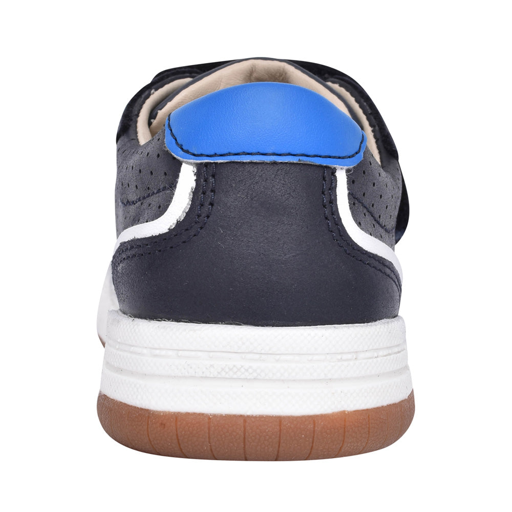 Boys Fawn Solo Navy Leather Velcro Shoe In Kids G Fit
