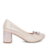 Ladies 5856 G-fit Medium Heel Court Shoe In Gold