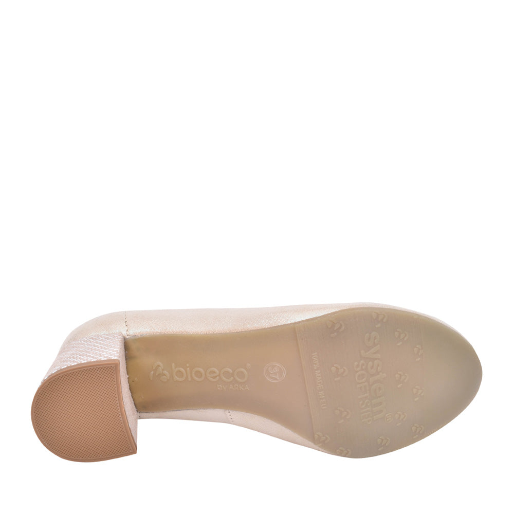 Ladies 5856 G-fit Medium Heel Court Shoe In Gold