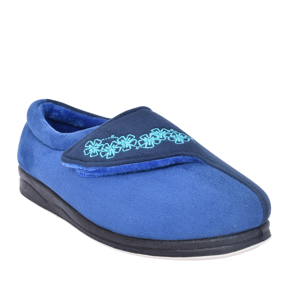 Ladies Hug 424n Wide Fit Slipper In Blue
