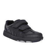 Boys Rex Stride Black Leather Velcro Shoe In Kids E Fit