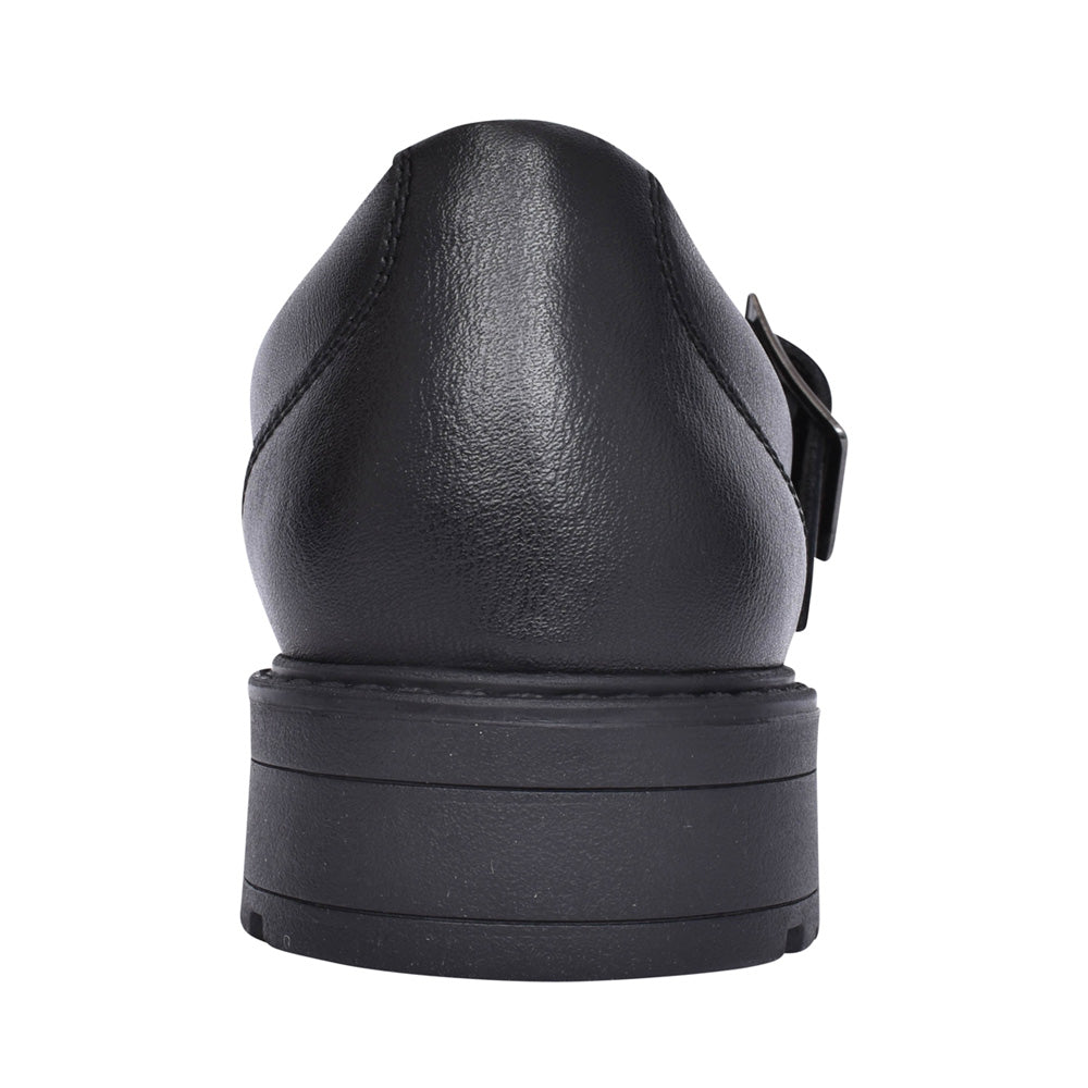 Girls Loxham Walk Black Leather Shoe In Kids G Fit