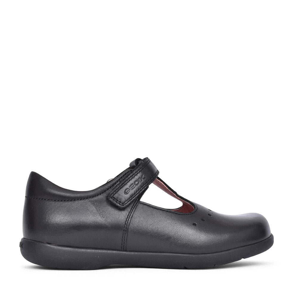 Girls Naimara J16fhb Velcro T-bar Shoe In Blk Leather