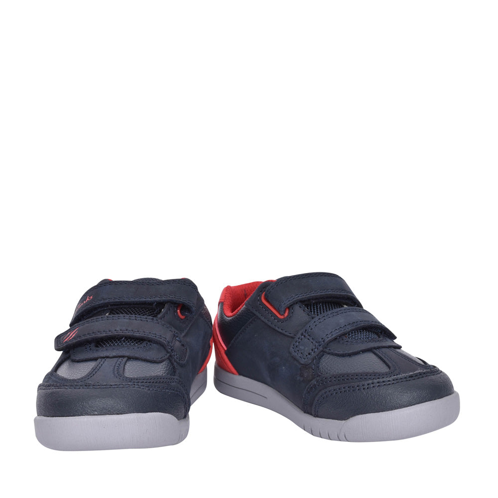 Boys Rex Play Navy/red Leather Shoe In Kids F Fit