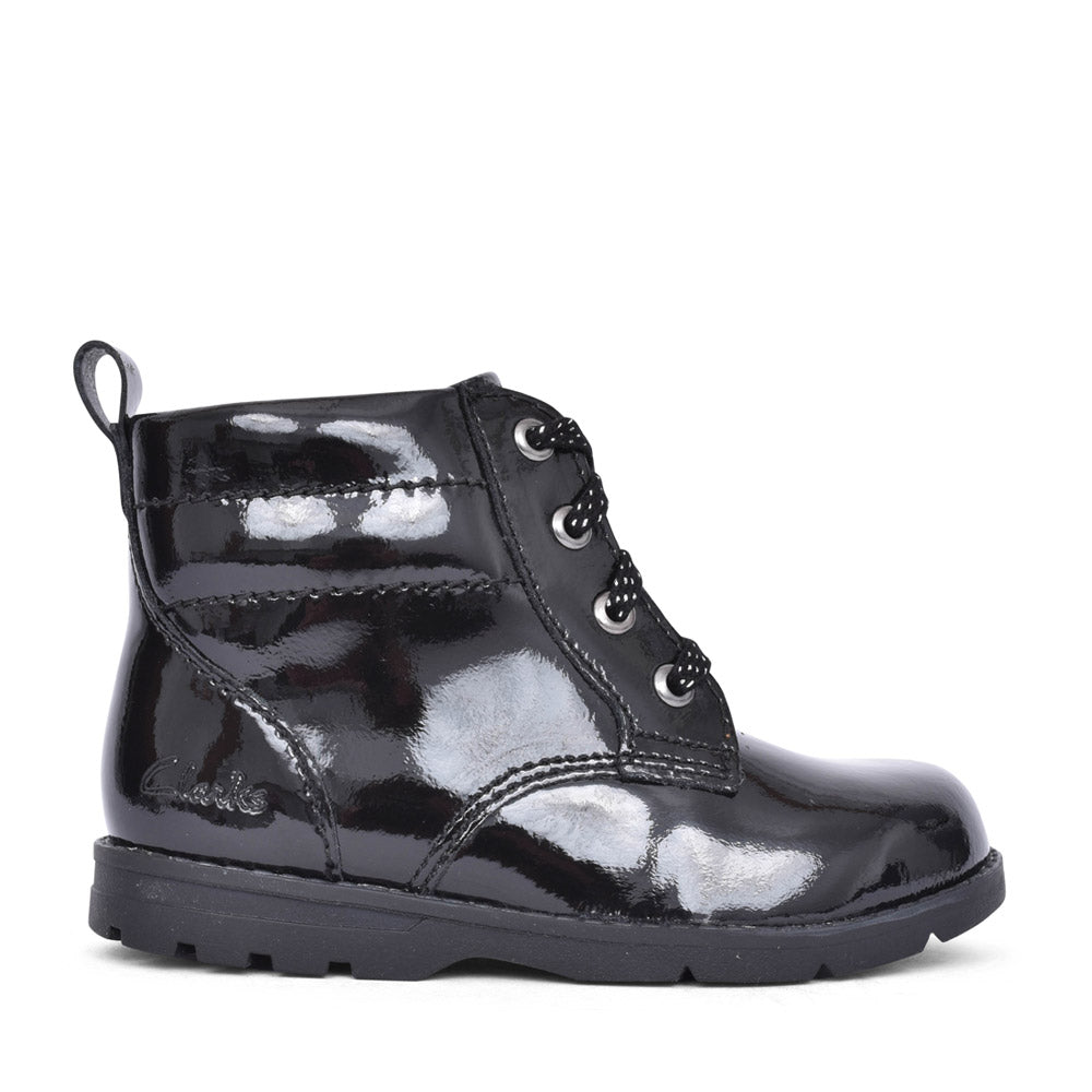 Girls Toddler Dabi Lace Black Patent Boot In Kids G Fit