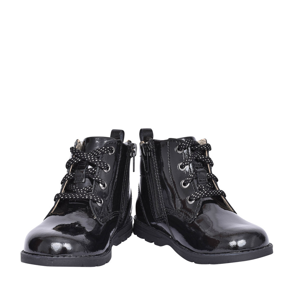 Girls Toddler Dabi Lace Black Patent Boot In Kids G Fit