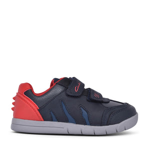 Boys Rex Play Navy/red Leather Shoe In Kids F Fit