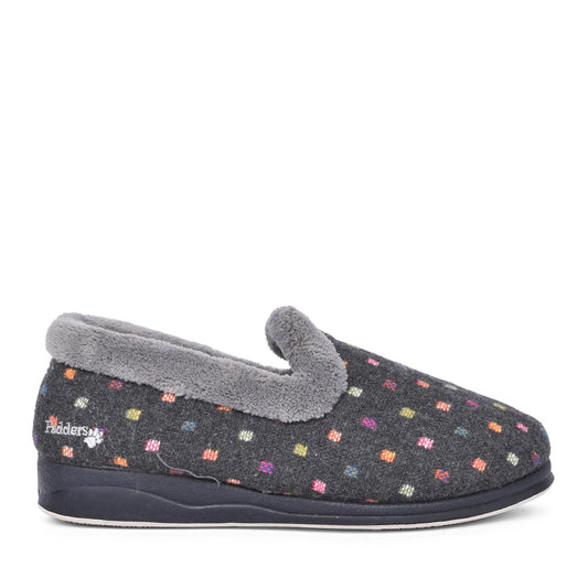 Ladies Repose 406 Wide Fit Spotty Slipper In Grey