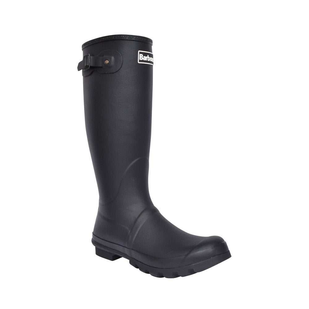 Mens Bede Tartan Lined Welly Boot In Black