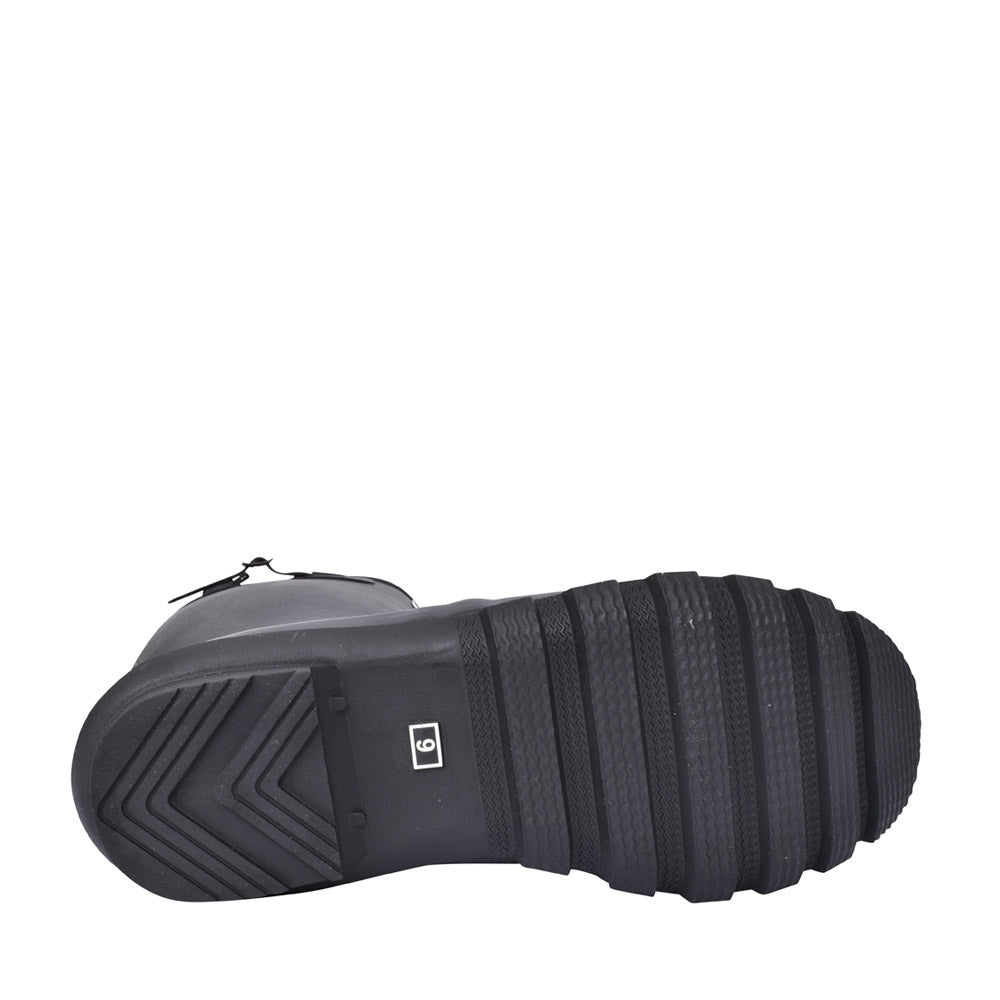 Mens Bede Tartan Lined Welly Boot In Black