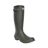 Mens Bede Tartan Lined Welly Boot In Olive