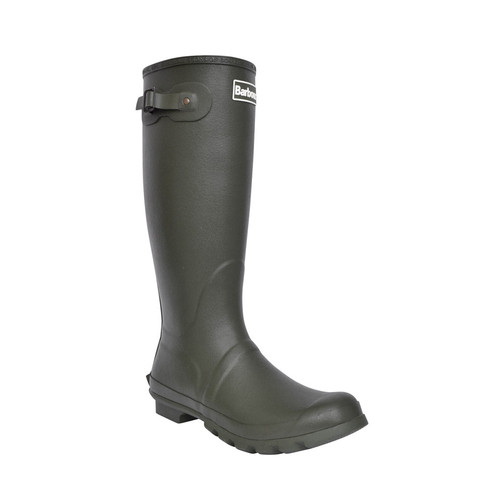 Mens Bede Tartan Lined Welly Boot In Olive