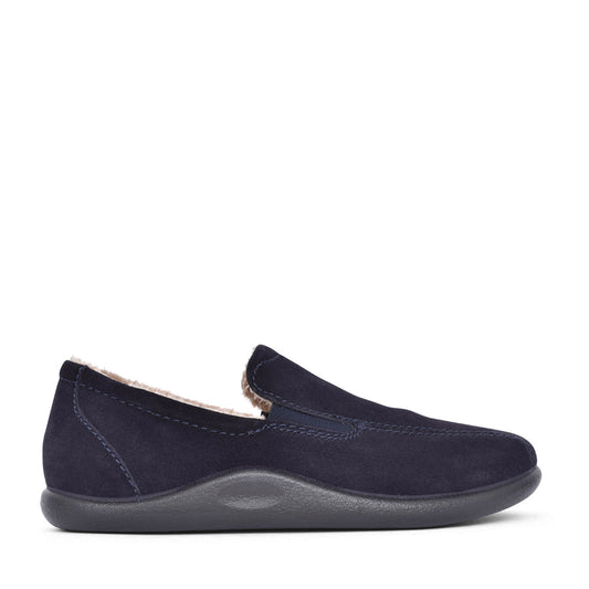 Mens Relax Std Fit Velcro Slipper In Navy