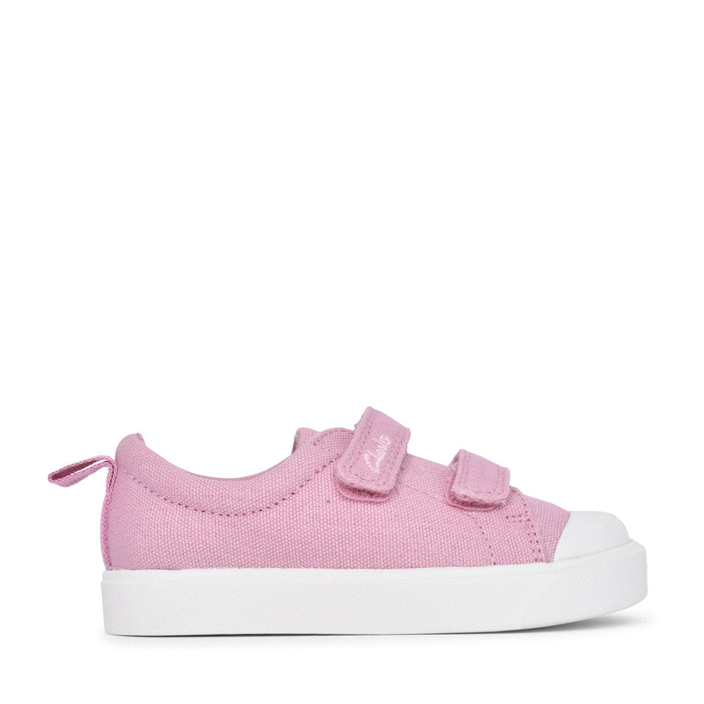 Girls City Bright Pink Canvas Shoe In Kids F Fit